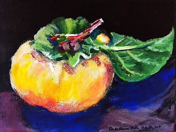 Fruit Poster featuring the painting Persimmon Study by Danielle Rosaria
