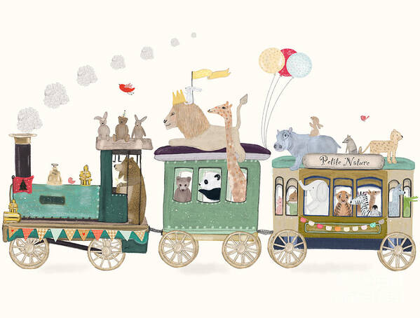 Nursery Art Poster featuring the painting Petite Nature Train by Bri Buckley