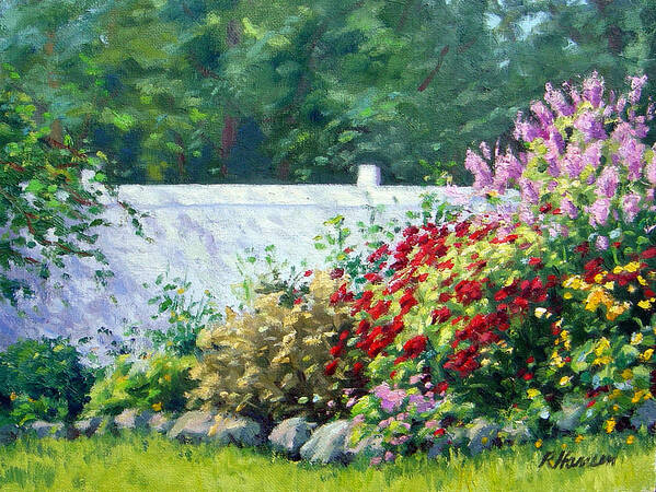 Garden Poster featuring the painting Phlox along a White fence by Rick Hansen