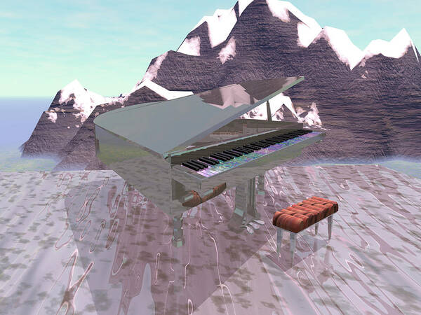 Piano Poster featuring the digital art Piano Scene by Bernie Sirelson