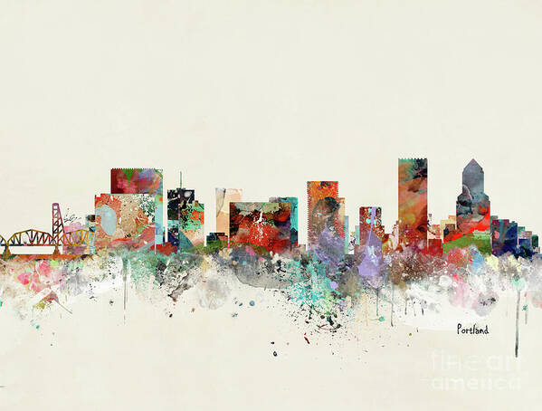 Portland Poster featuring the painting Portland Oregon Skyline by Bri Buckley