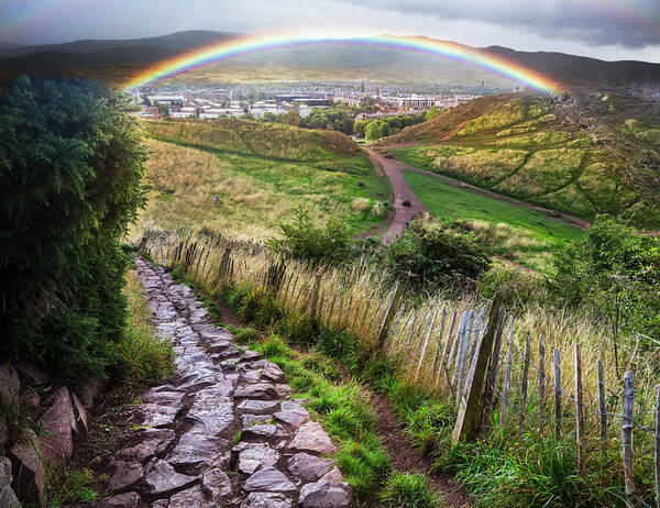 Fall Poster featuring the photograph Rainbow over the Trail by Debra and Dave Vanderlaan