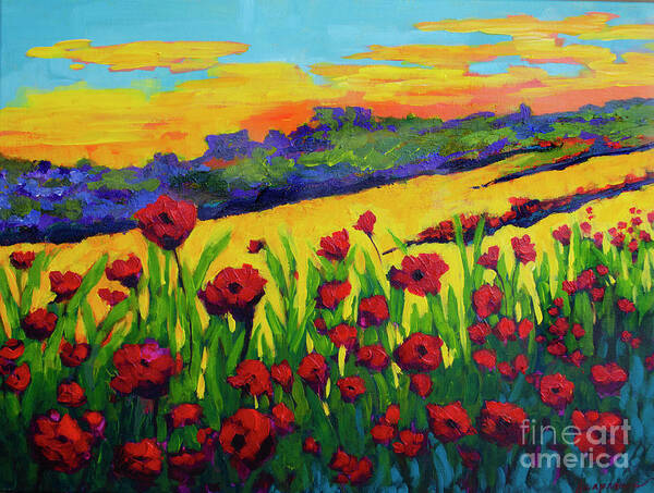 Red Poppies In Spring Poster featuring the painting Red Poppies in Spring by Patricia Awapara