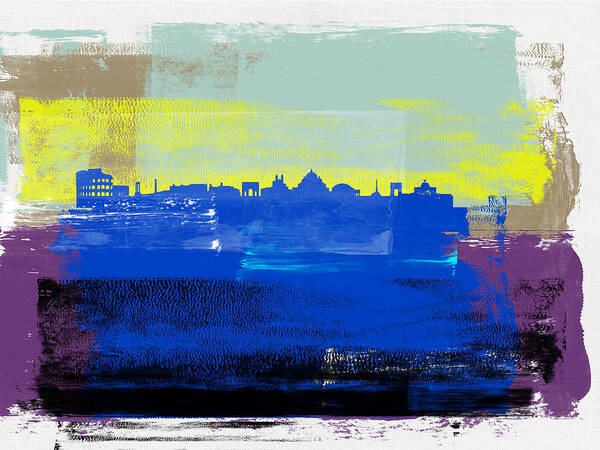 Rome Poster featuring the mixed media Rome Abstract Skyline II by Naxart Studio