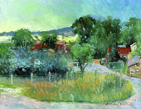View Of A Ranch Surrounded By Trees And Greenery. Poster featuring the painting Rooney Ranch 4 by Richard Wallich