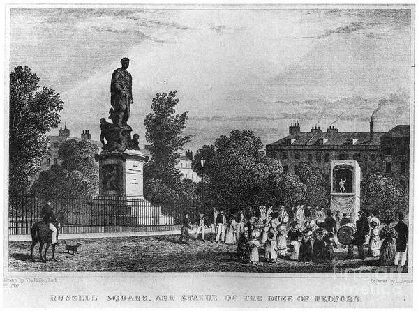 Puppet Show Poster featuring the drawing Russell Square And The Statue by Print Collector