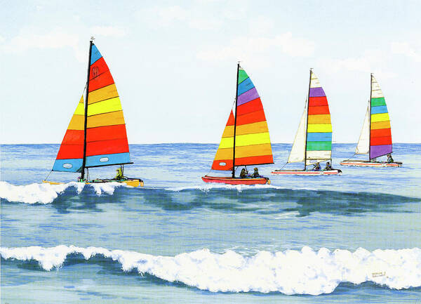 Sailboats Poster featuring the painting Sail Colors by Patrick Sullivan