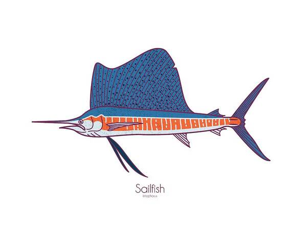 Salfish Poster featuring the digital art Sailfish by Kevin Putman