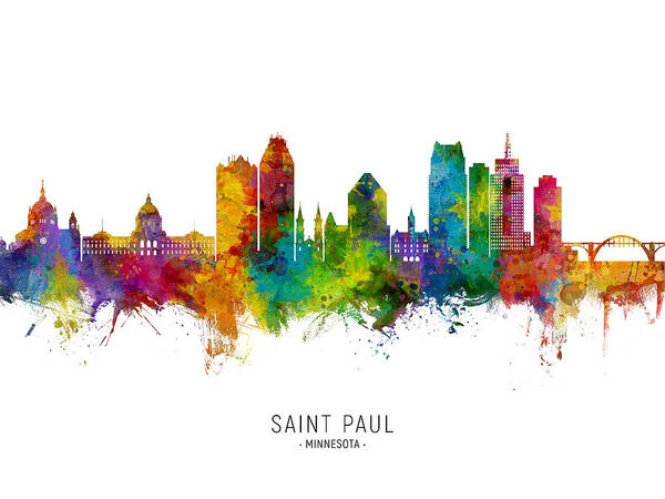 Saint Paul Poster featuring the digital art Saint Paul Minnesota Skyline by Michael Tompsett