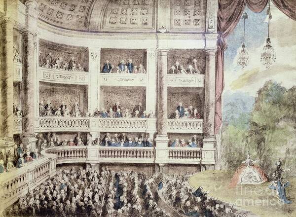 Theatrical Poster featuring the painting Scene At The Opera, C.1760 by Gabriel De Saint-aubin