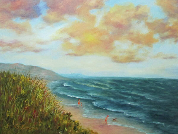 Seascape Poster featuring the painting Secluded Beach by Roseann Gilmore