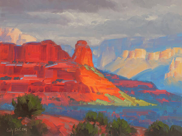 Sedona Poster featuring the painting Shadows on the move Sedona by Cody DeLong