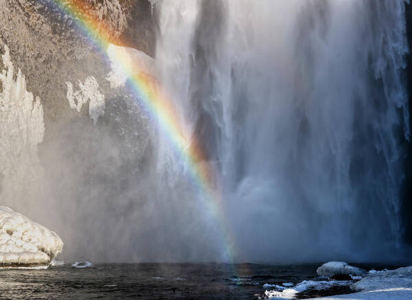 Joan Carroll Poster featuring the photograph Skogafoss Waterfall Iceland Close Up by Joan Carroll