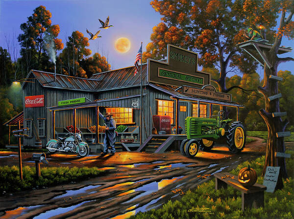 Smokies General Store Poster featuring the painting Smokey?s General Store by Geno Peoples