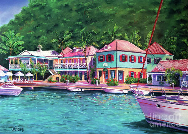  Caribbean Poster featuring the painting Soper's Hole Tortola 16x23 by John Clark