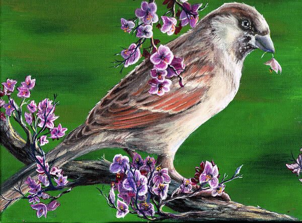 Sparrow Poster featuring the painting Sparrow by Greg Farrugia