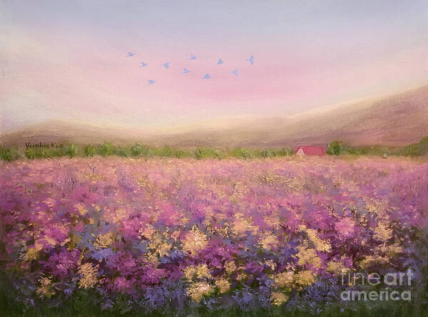 Spring Poster featuring the painting Spring Meadow by Yoonhee Ko