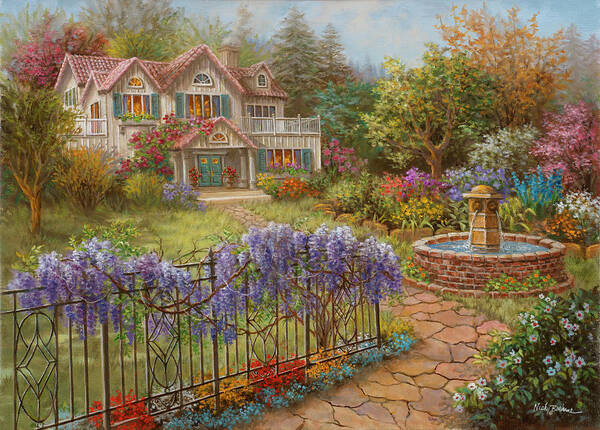 Springtime Hideaway Poster featuring the painting Springtime Hideaway by Nicky Boehme