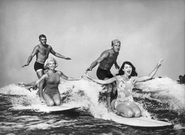 California Poster featuring the photograph Surfers In California 1965 by Keystone-france