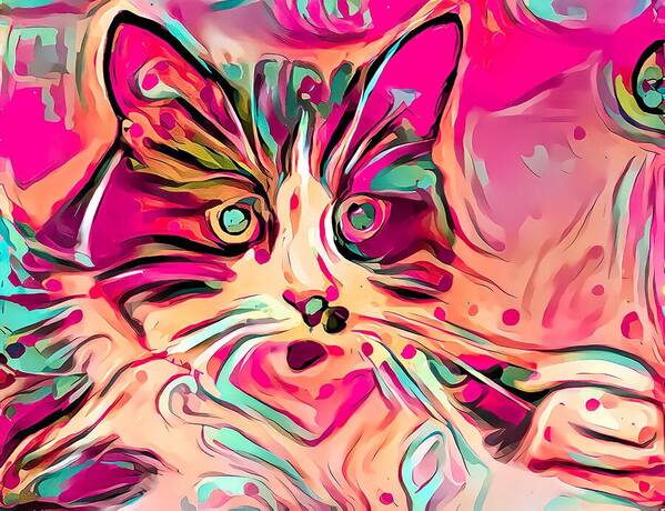 Pink Poster featuring the digital art Sweet Stokes Kitty by Don Northup