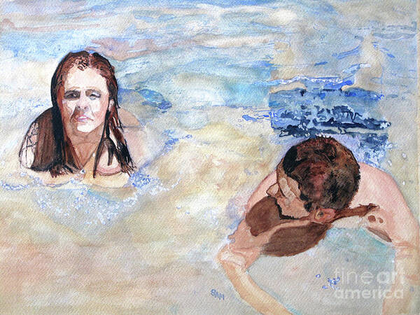 River Poster featuring the painting Swimming in the River by Sandy McIntire