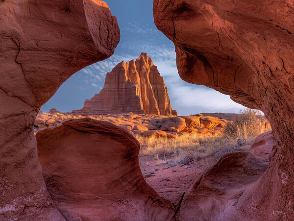 Capitol Reef National Park Poster featuring the photograph Temple of the Sun by Leland D Howard