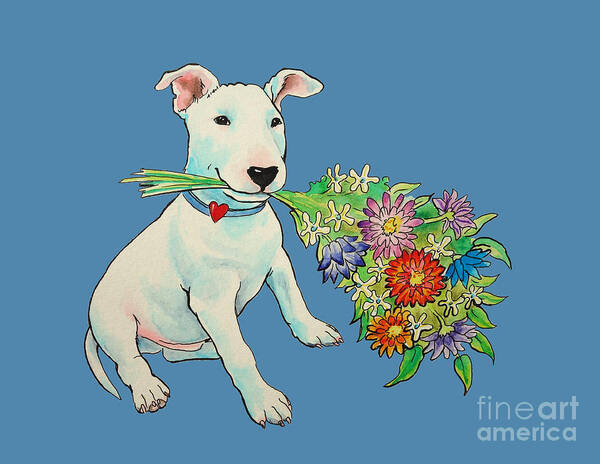 Bull Terrier Poster featuring the painting Thank You by Jindra Noewi