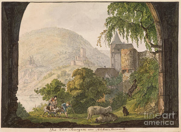 Castle Poster featuring the painting The Four Castles Of Neckar Steinach by Carl Philipp Fohr