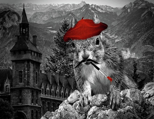 Squirrel Poster featuring the digital art The French Painter by Doreen Erhardt