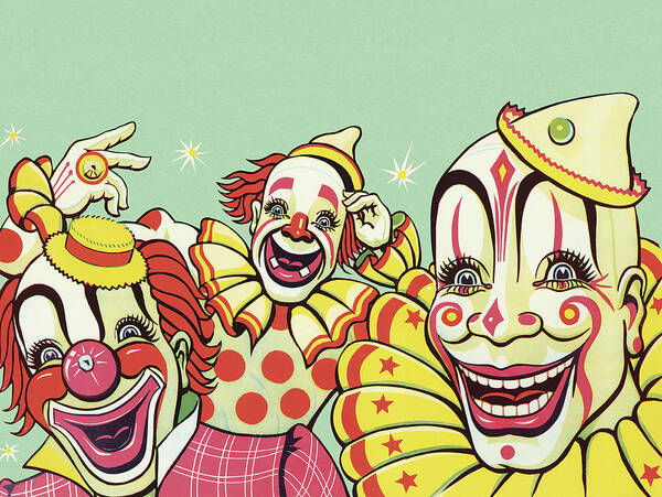 Campy Poster featuring the drawing Three Clowns by CSA Images