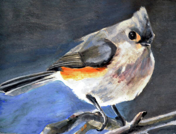 Bird Poster featuring the mixed media Titmouse by Lori Moon