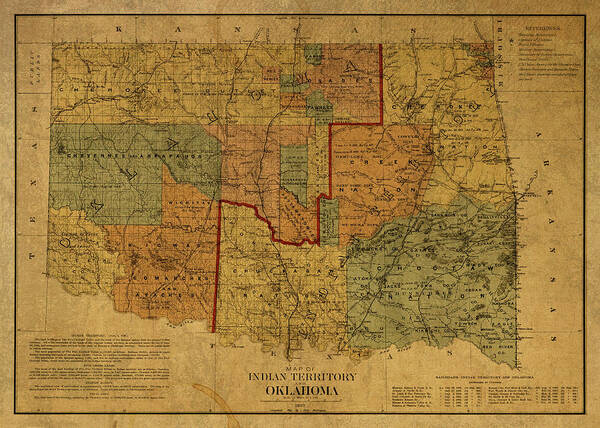 Vintage Poster featuring the mixed media Vintage Map of Oklahoma by Design Turnpike