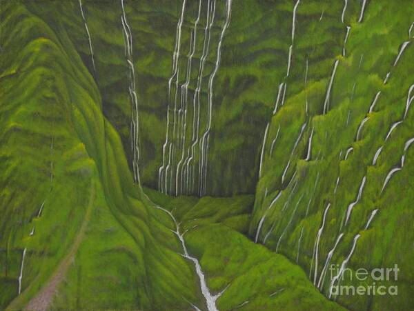 Kauai Waterfalls Poster featuring the painting Wall of Tears - Kauai Hawaii by Mary Deal