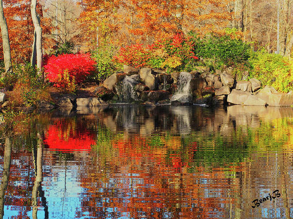 Waterfall. Landscape Poster featuring the photograph Waterfall in Autumn by Bearj B Photo Art