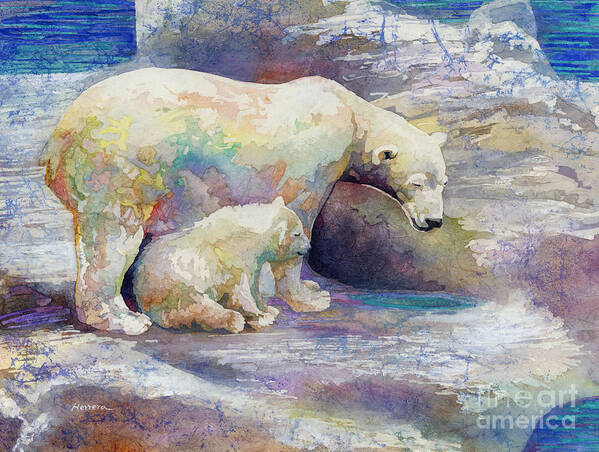 Polar Bear Poster featuring the painting Watering Hole by Hailey E Herrera