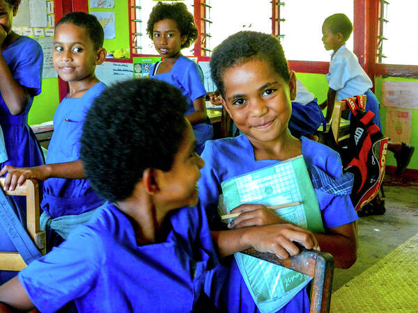 Fiji Poster featuring the photograph Back to school, Five Smiles by Leslie Struxness