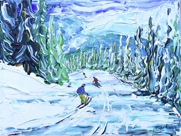 Ski Print Poster featuring the painting Whistler Ski Print Harmony Ridge . by Pete Caswell