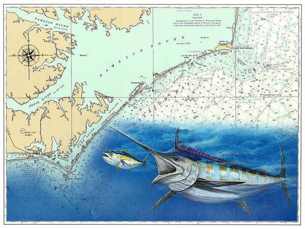 Blue Marlin Poster featuring the painting Wide Open by Mark Ray