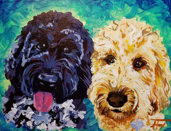 Dogs Poster featuring the painting Winston and Ruby by Allison Fox
