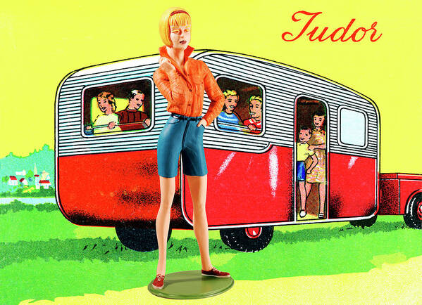 Adventure Poster featuring the drawing Woman in Front of Trailer by CSA Images