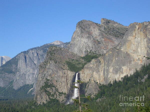 Yosemite Poster featuring the photograph Yosemite National Park Panoramic View Waterfall Scene by John Shiron