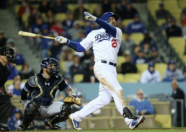 American League Baseball Poster featuring the photograph Adrian Gonzalez #1 by Stephen Dunn