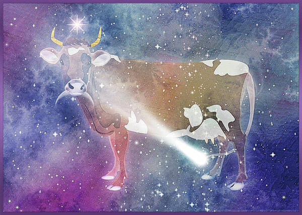 Symbolic Digital Art Poster featuring the digital art Cow #2 by Harald Dastis