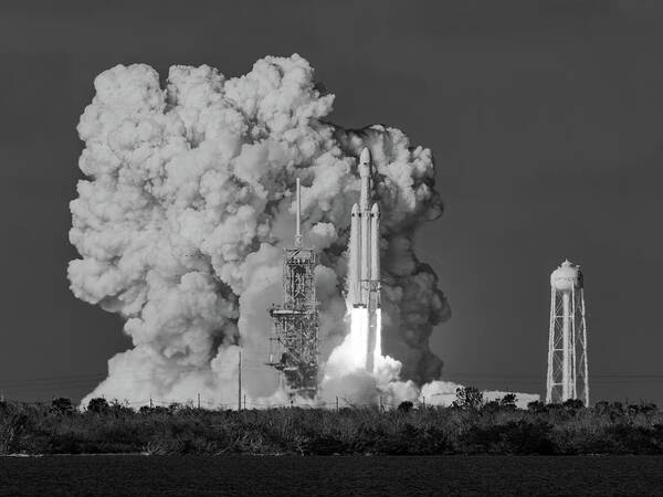 Spacex Poster featuring the photograph Falcon Heavy Test Flight #1 by Ron Dubin