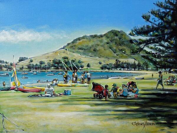 Beach Poster featuring the painting Mt Maunganui Pilot Bay 201210 #1 by Selena Boron