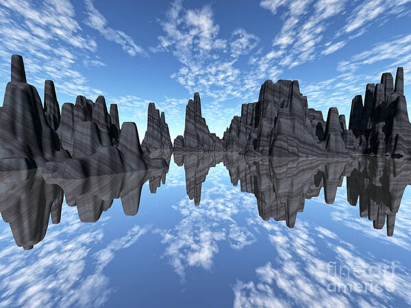 Mountains Poster featuring the digital art Reflections #1 by Phil Perkins