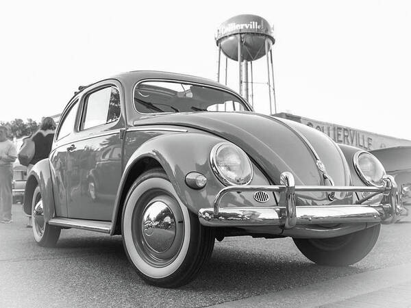 Car Poster featuring the photograph Volkswagen Bug in Black and White by James C Richardson