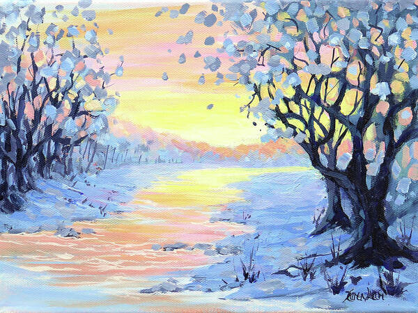Snow Poster featuring the painting Winter Morning #1 by Karen Ilari