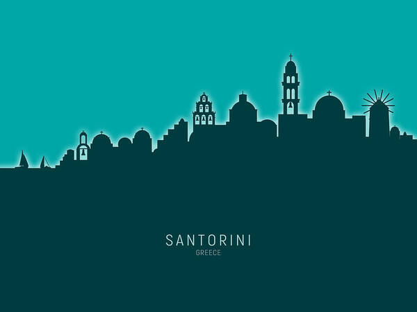 Santorini Poster featuring the digital art Santorini Skyline #18 by Michael Tompsett