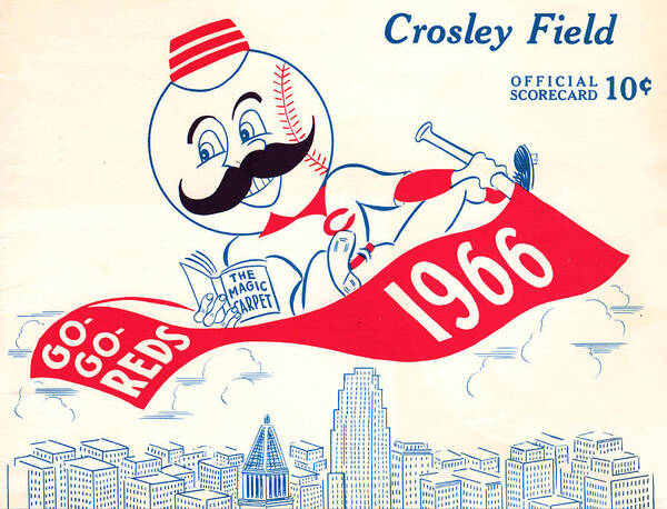 Cincinnati Poster featuring the mixed media 1966 Cincinnati Reds Art by Row One Brand